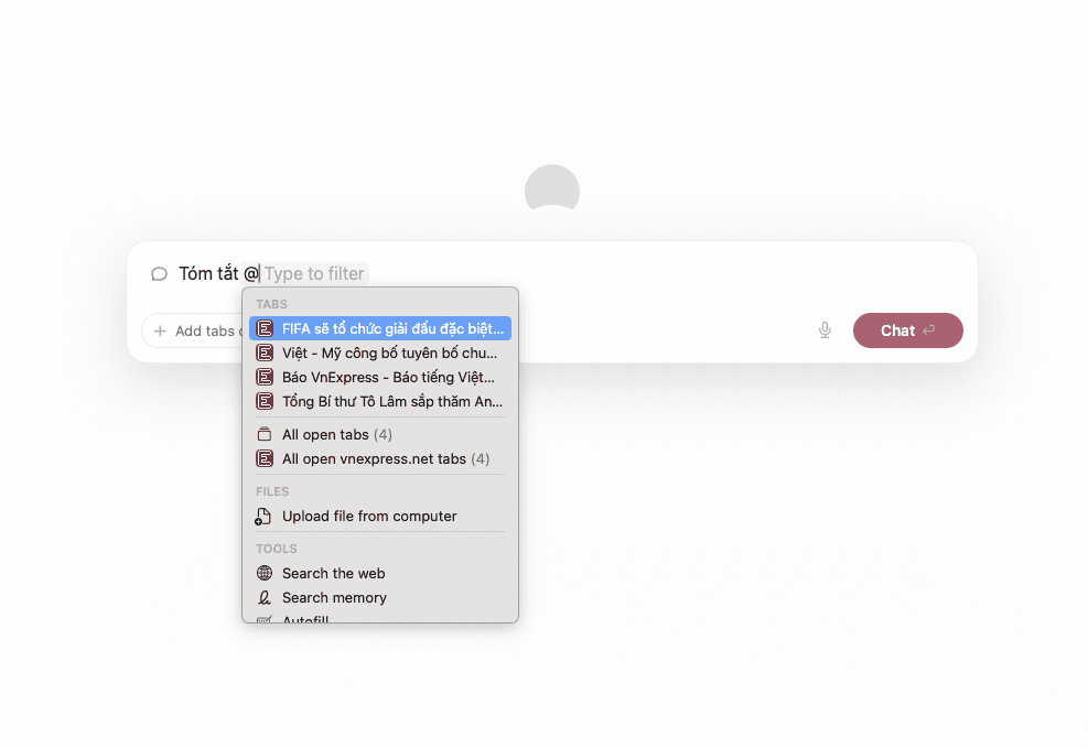 Chat with your tabs giúp bạn tổng hợp nội dung các tab một cách dễ dàng