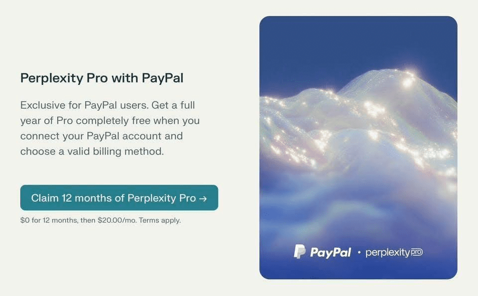 Perplexity Pro miễn phí 1 năm qua paypal