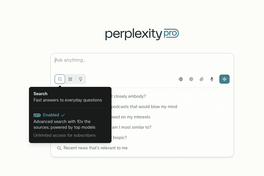 Mở khóa tính năng perplexity pro